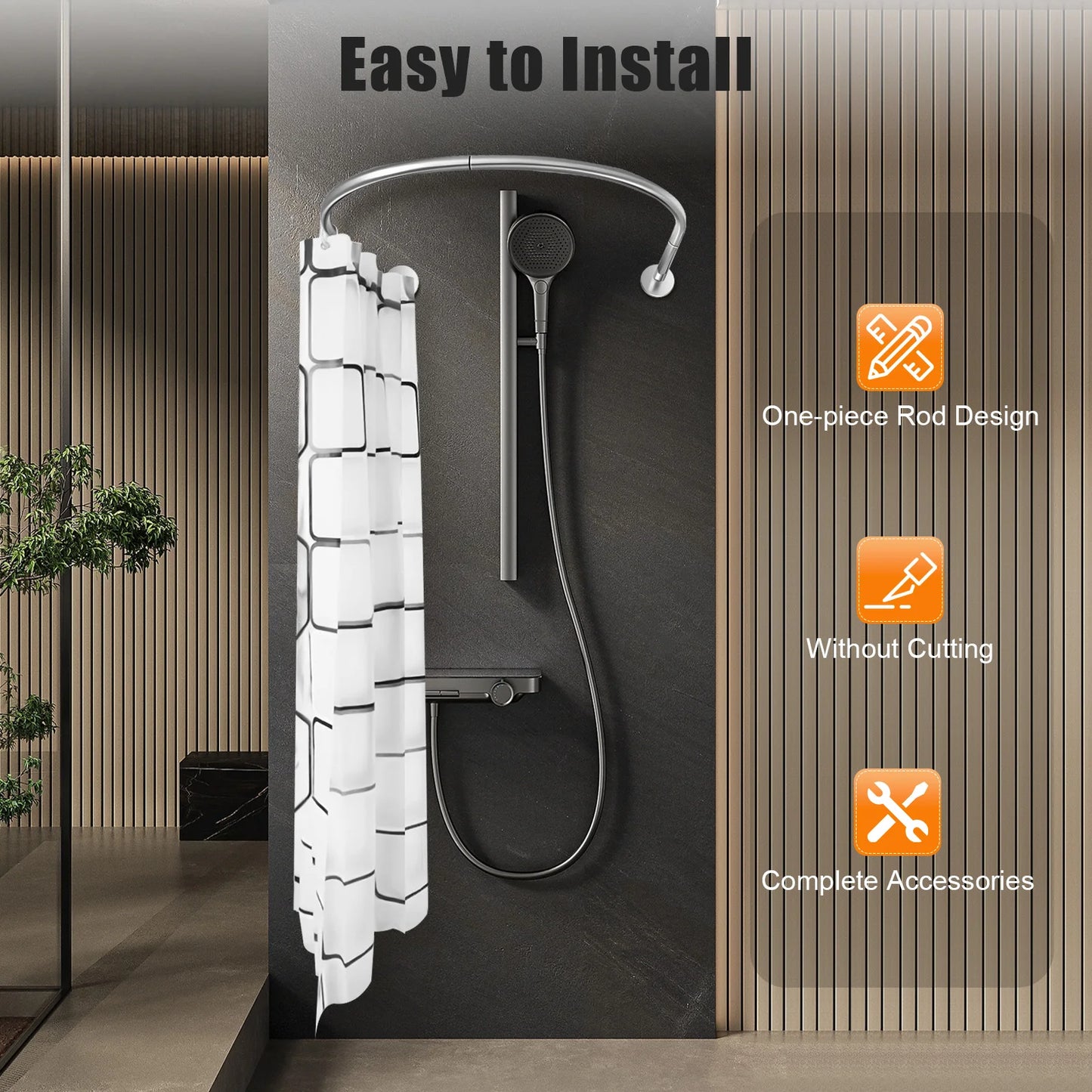 No Drilling L Shape Shower Curtain Rod Curtain Stainless Steel