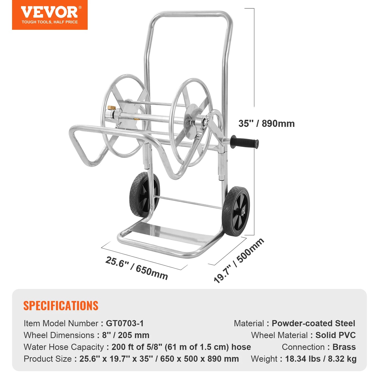 SucceBuy Hose Reel Cart With Basket Heavy Duty Garden Steel