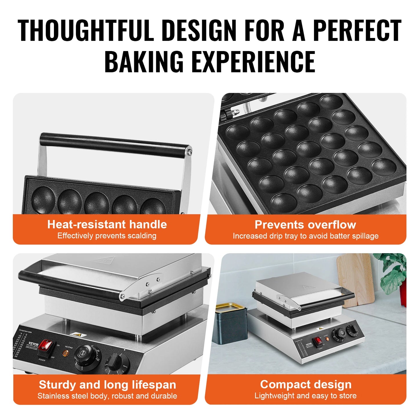 Succebuy Electric Waffle Maker 500W Nonstick Dorayaki Pancake Maker