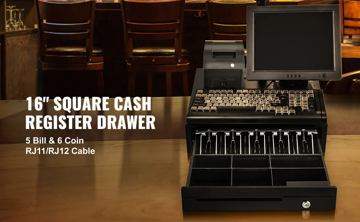 SucceBuy 12V Cash Register Drawer With Removable Coin Tray