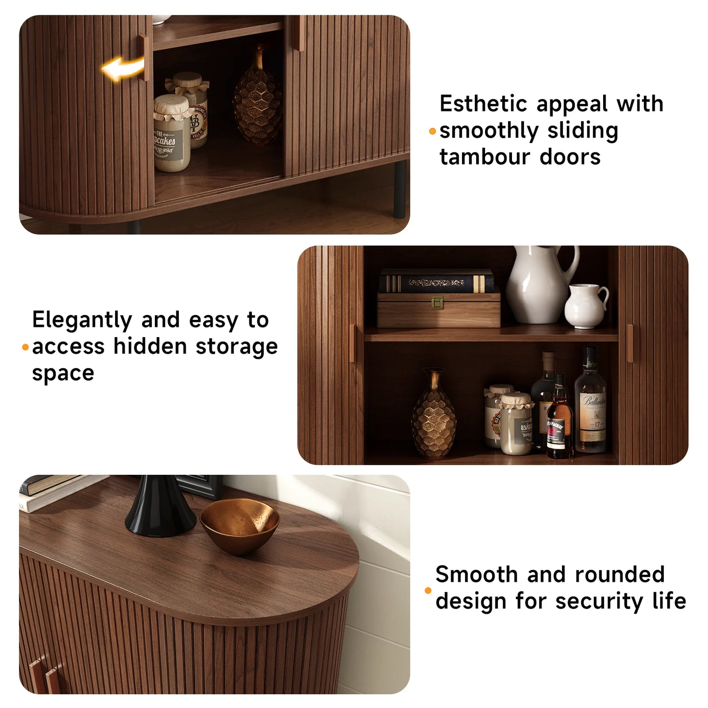 ONBRILL Modern Sideboard Buffet Cabinet With Sliding Doors And Shelves
