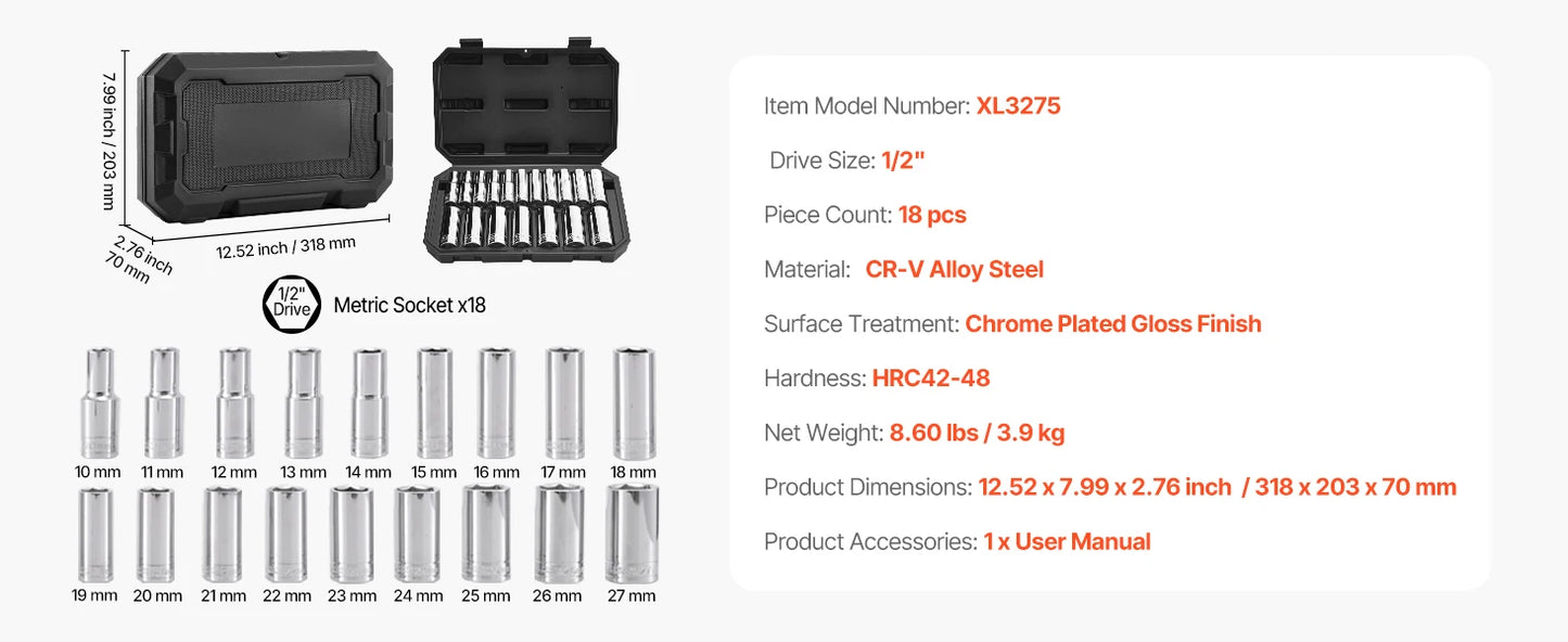 SucceBuy 86 Piece Socket Set Ratchet Mechanic Tool Kit