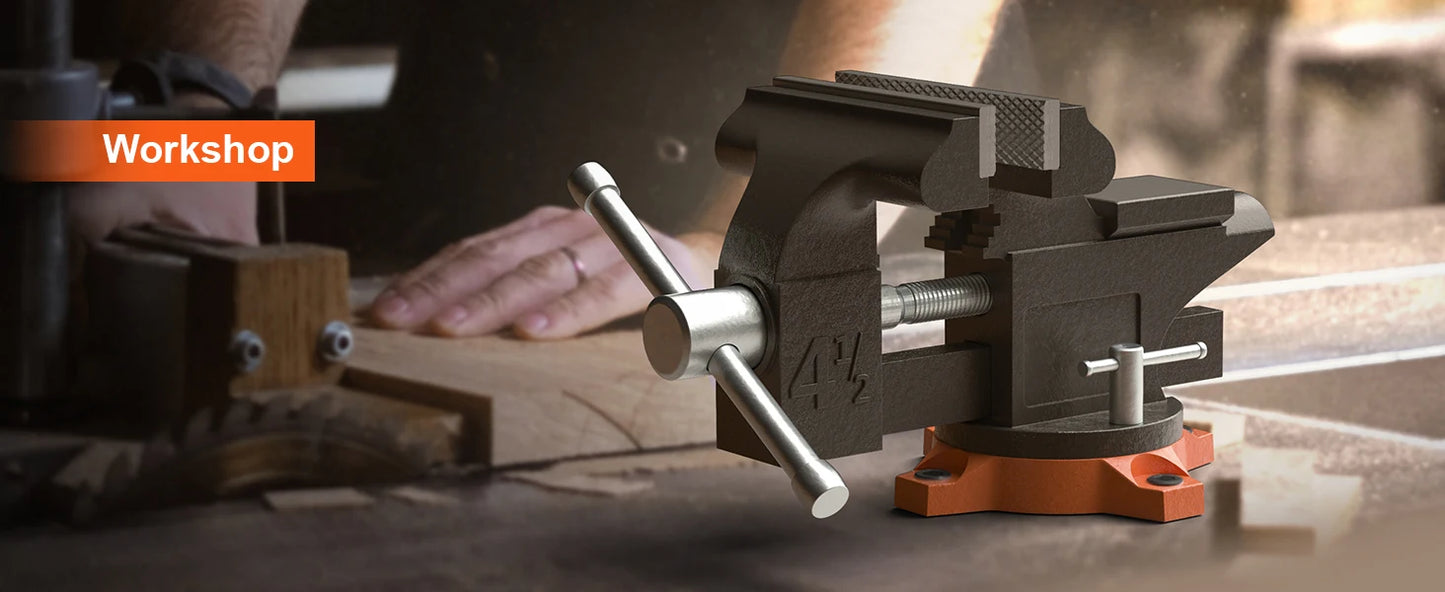 SucceBuy Bench Vise Heavy Duty Cast Iron With Swivel Base Anvil Multipurpose