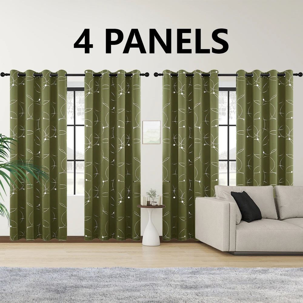 Blackout Curtains Grommet Thermal Insulated 4 Piece Set
