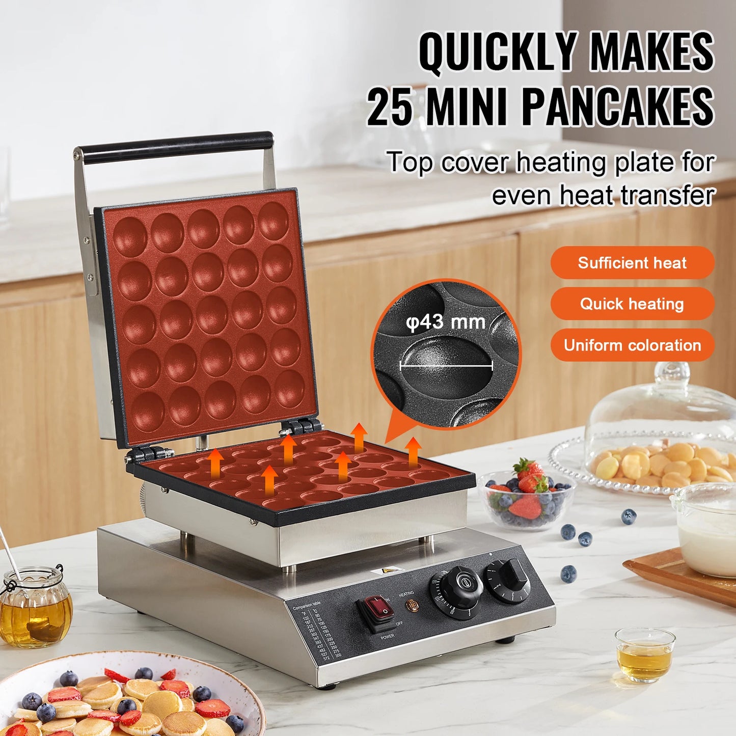 Succebuy Electric Waffle Maker 500W Nonstick Dorayaki Pancake Maker