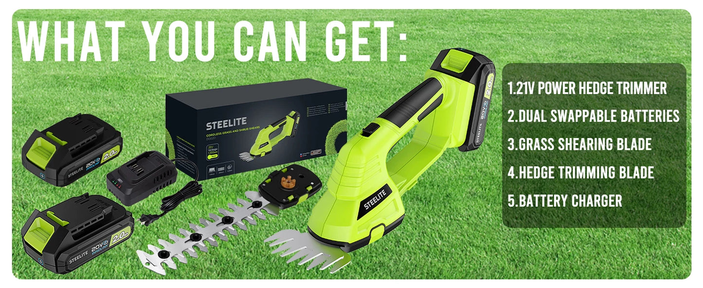 Deli Cordless Hedge Trimmer With 21V Battery And Charger