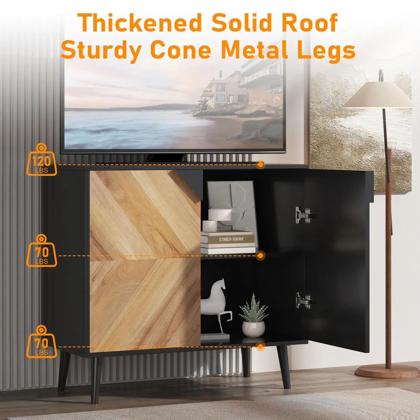 HiMISS Modern Storage Cabinet With Shelf And Doors For Home