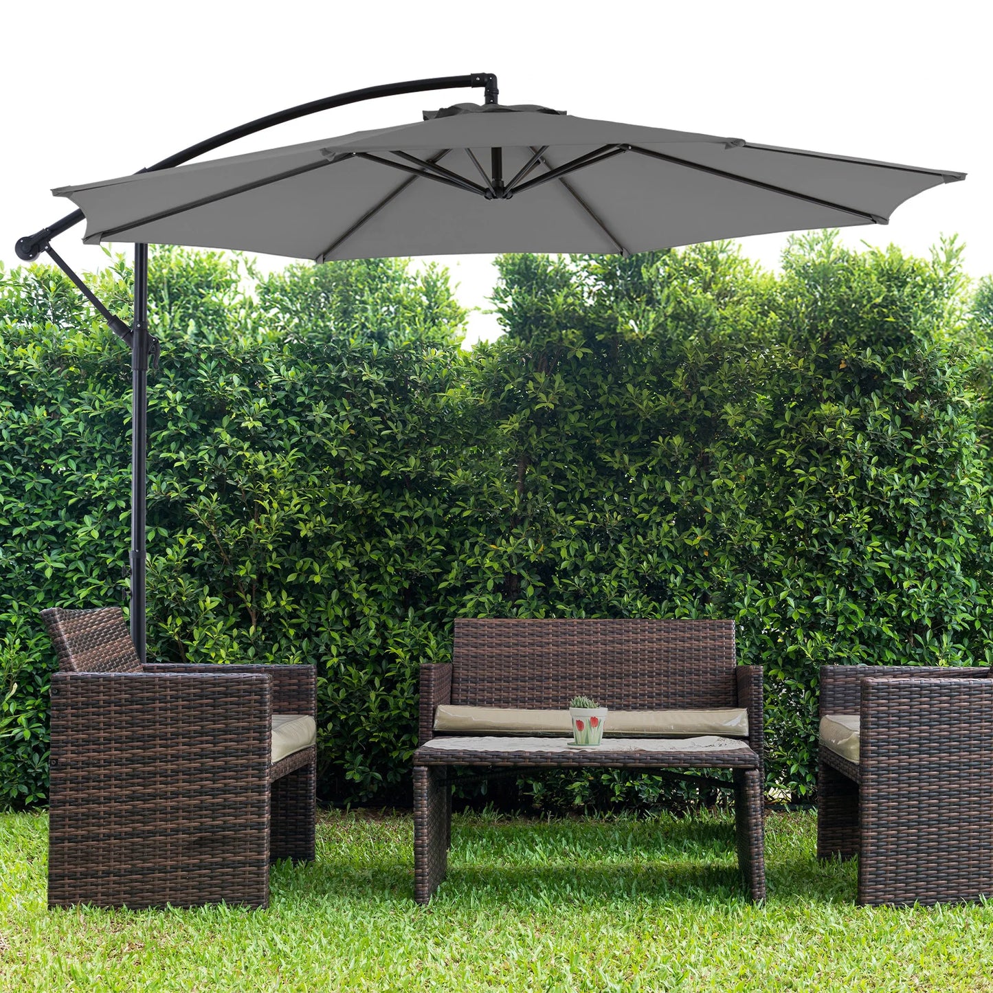 JHK Outdoor Cantilever Patio Umbrella Easy Tilt UV Protection