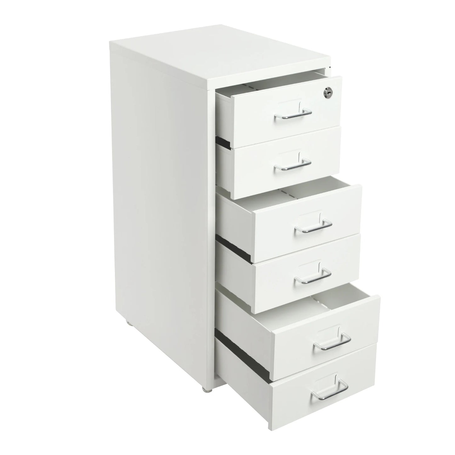 6 Drawer File Cabinet With Lock Metal Rolling Organizer For Office