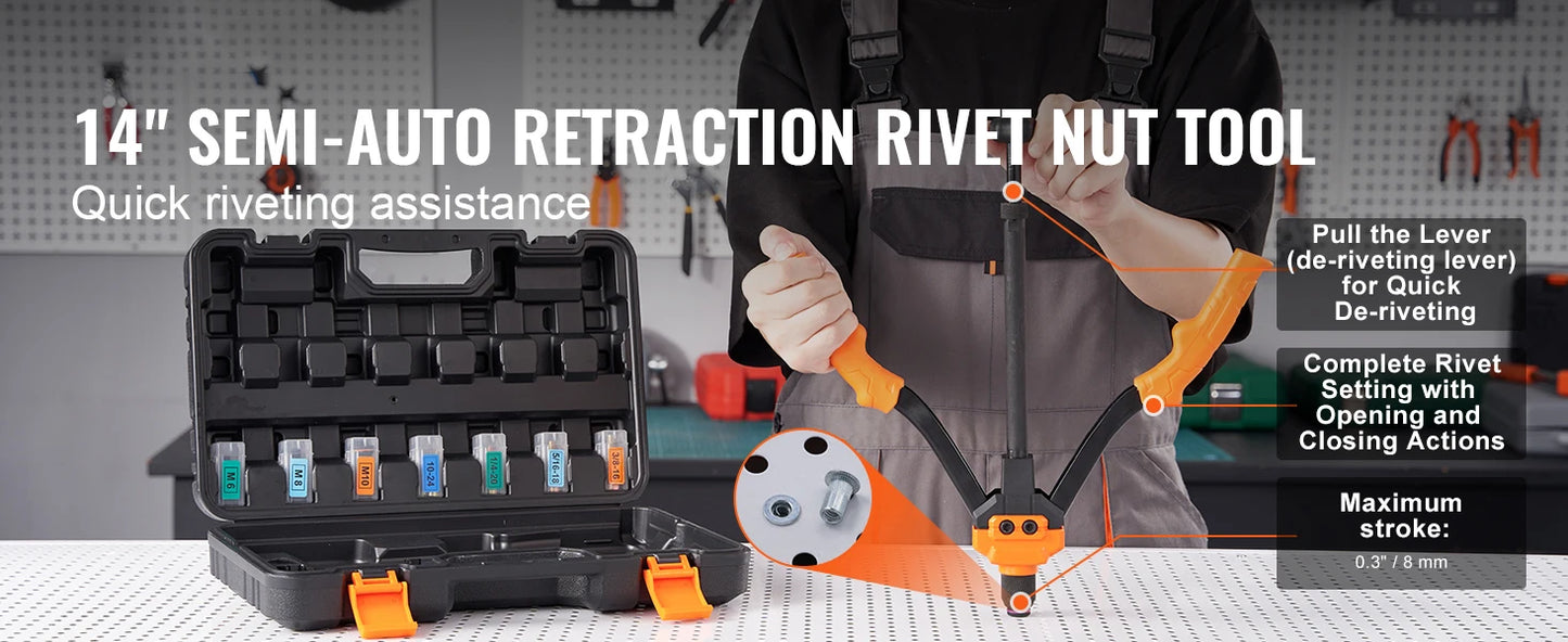 SucceBuy Rivet Nut Tool Kit With Metric And SAE Mandrels