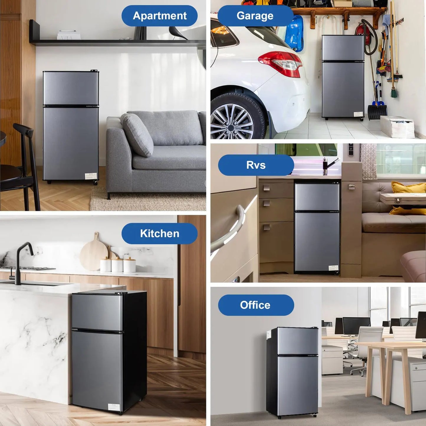 Krib Bling Mini Fridge With Freezer Energy Efficient Dual Doors