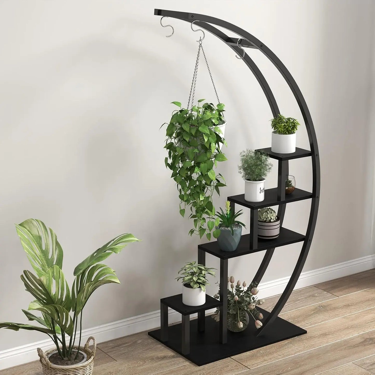 Twister.CK 5 Tier Indoor Plant Stand Half Moon Shelf Rack 2 Pack