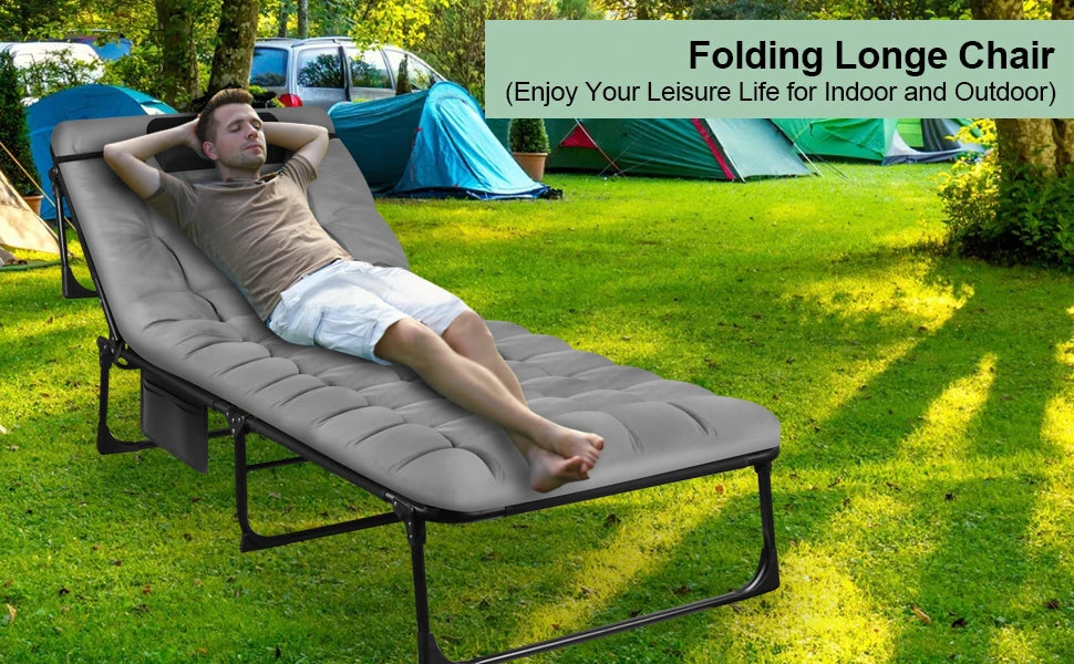 Portable Folding Camping Cot With Pillow For Outdoor Sleep