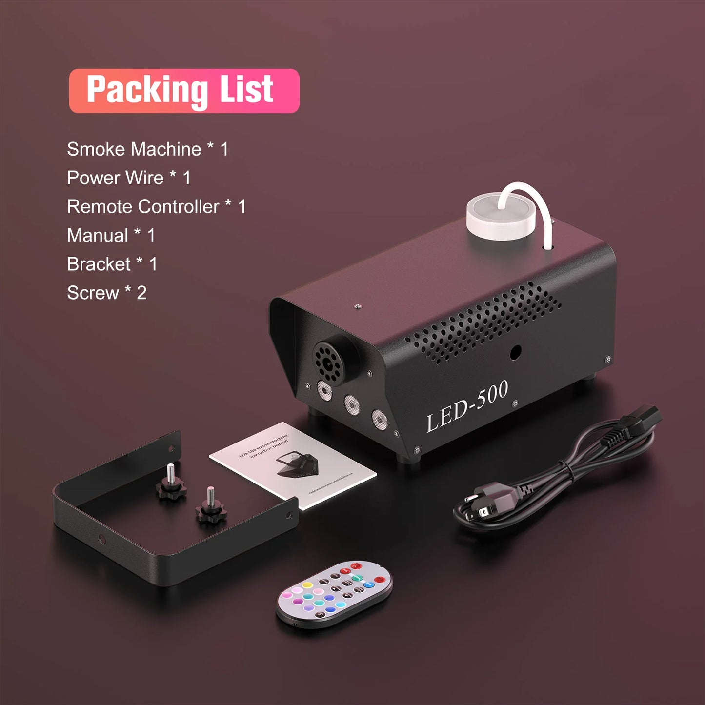U'King 500W Smoke Machine With RGB Fog Effect Remote Control