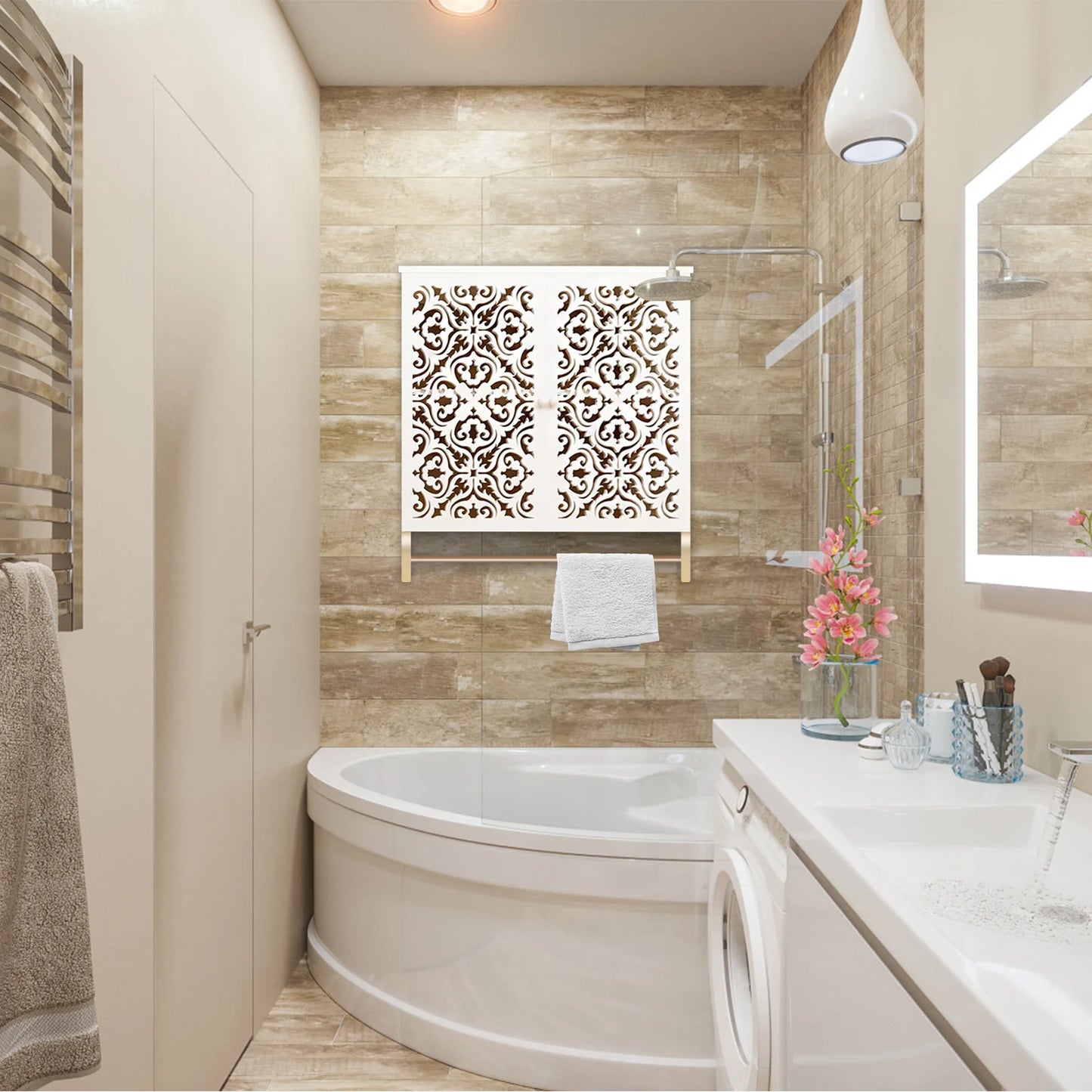 Bathroom Wall Cabinet With Towel Bar Over Toilet Space Saver
