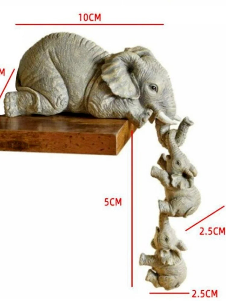 Cute Elephant Figurines 3 Piece Set Holding Baby Elephant Resin Home Decor Gift