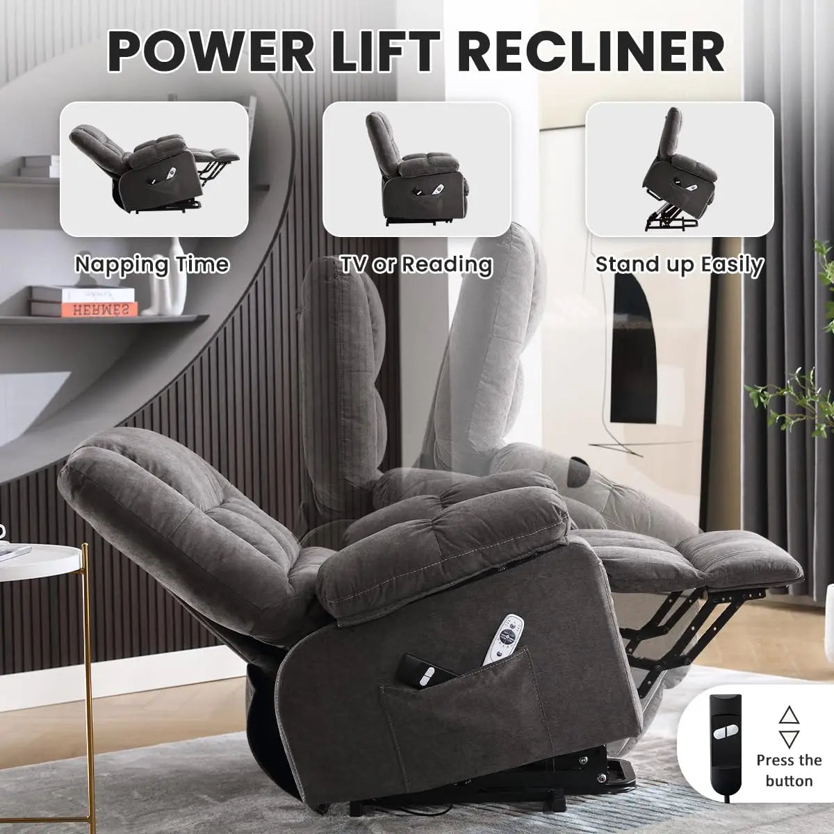 Guangbai Power Lift Recliner Chair With Vibration Massage And Heating