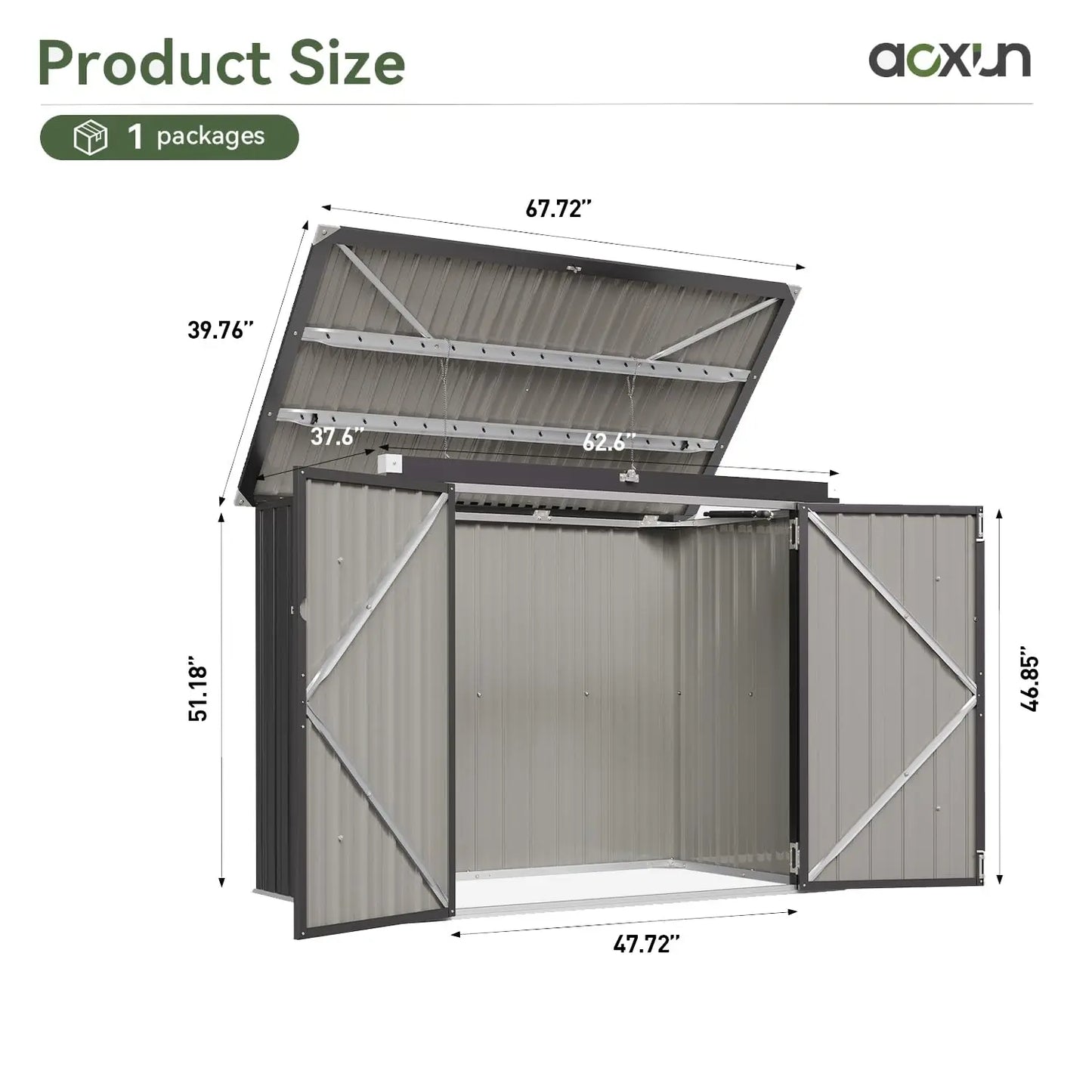 Metal Outdoor Storage Shed With Waterproof 2 Bin Organizer