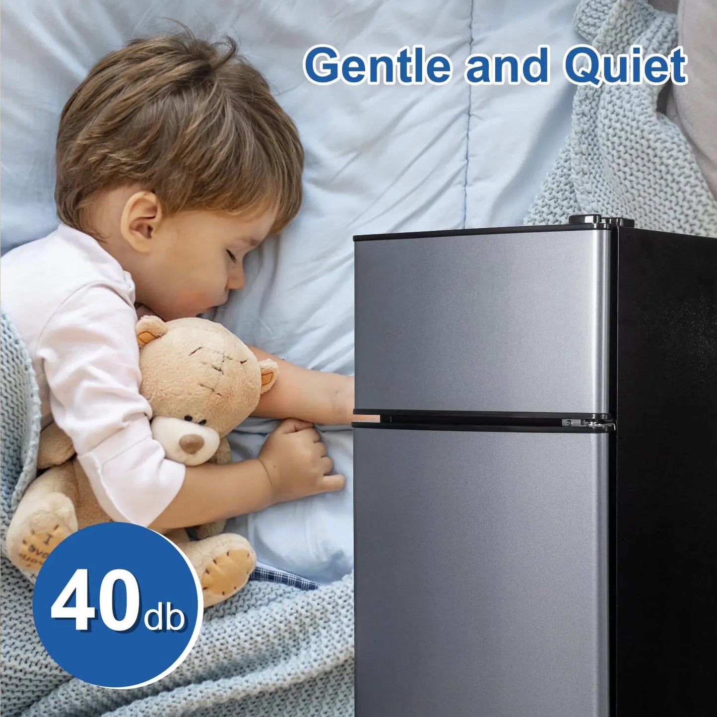 Krib Bling Mini Fridge With Freezer Energy Efficient Dual Doors