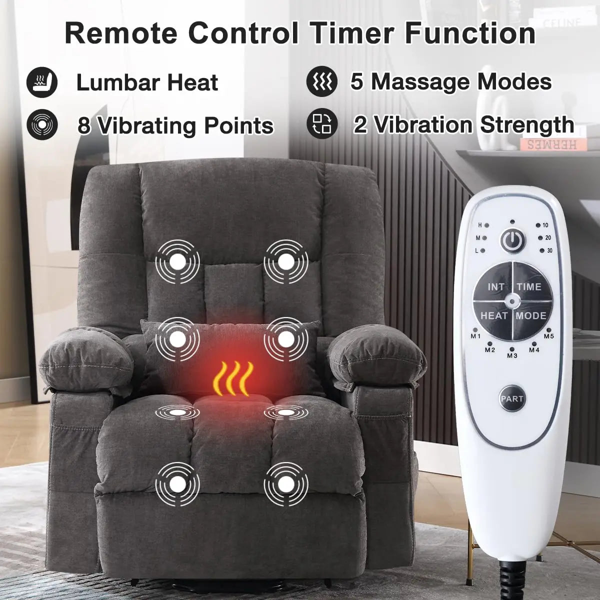 Guangbai Power Lift Recliner Chair With Vibration Massage And Heating
