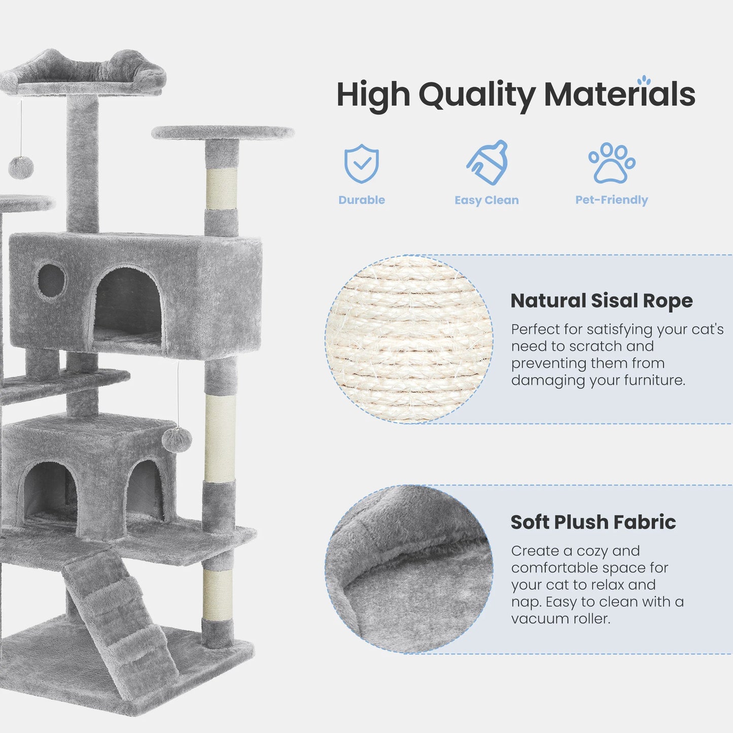MCQ Indoor Cat Tree Tower With Sisal Scratching Posts