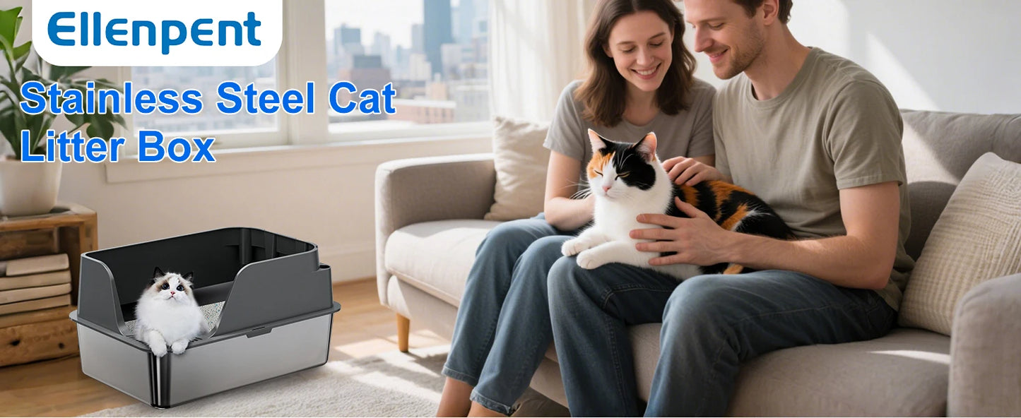 Stainless Steel Cat Litter Box With Lid Splash Proof And Leak Proof
