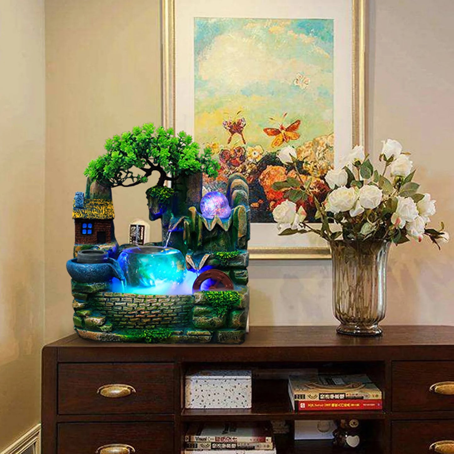 Desktop Fountain Waterfall Indoor Decor Rockeries Crafts Ornaments