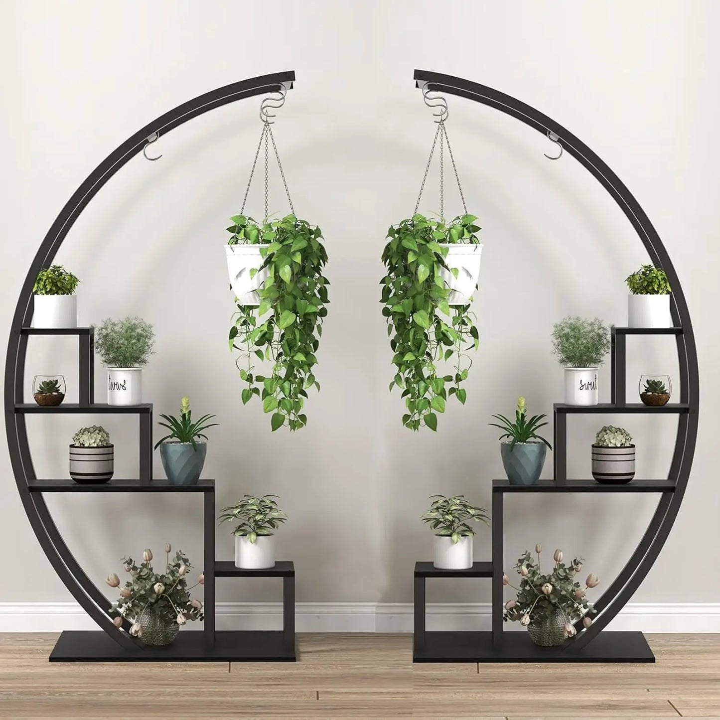 Twister.CK 5 Tier Indoor Plant Stand Half Moon Shelf Rack 2 Pack