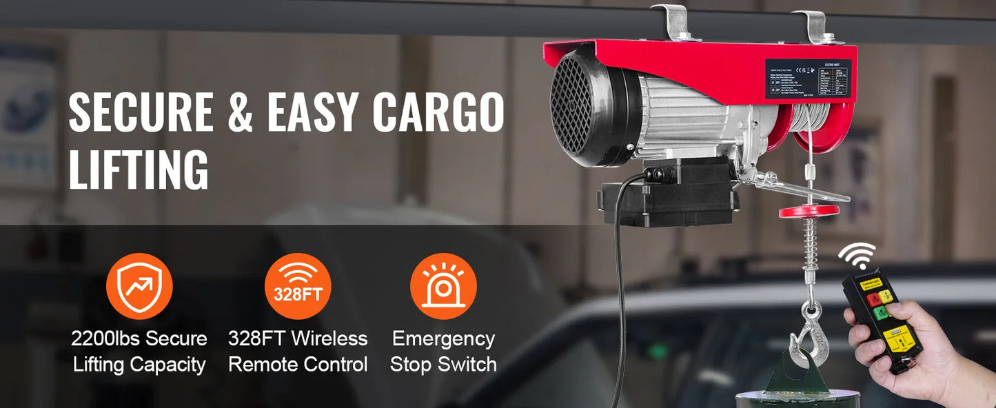 SucceBuy Electric Hoist Lifter With Wired Remote Control For Boat And Car Garage