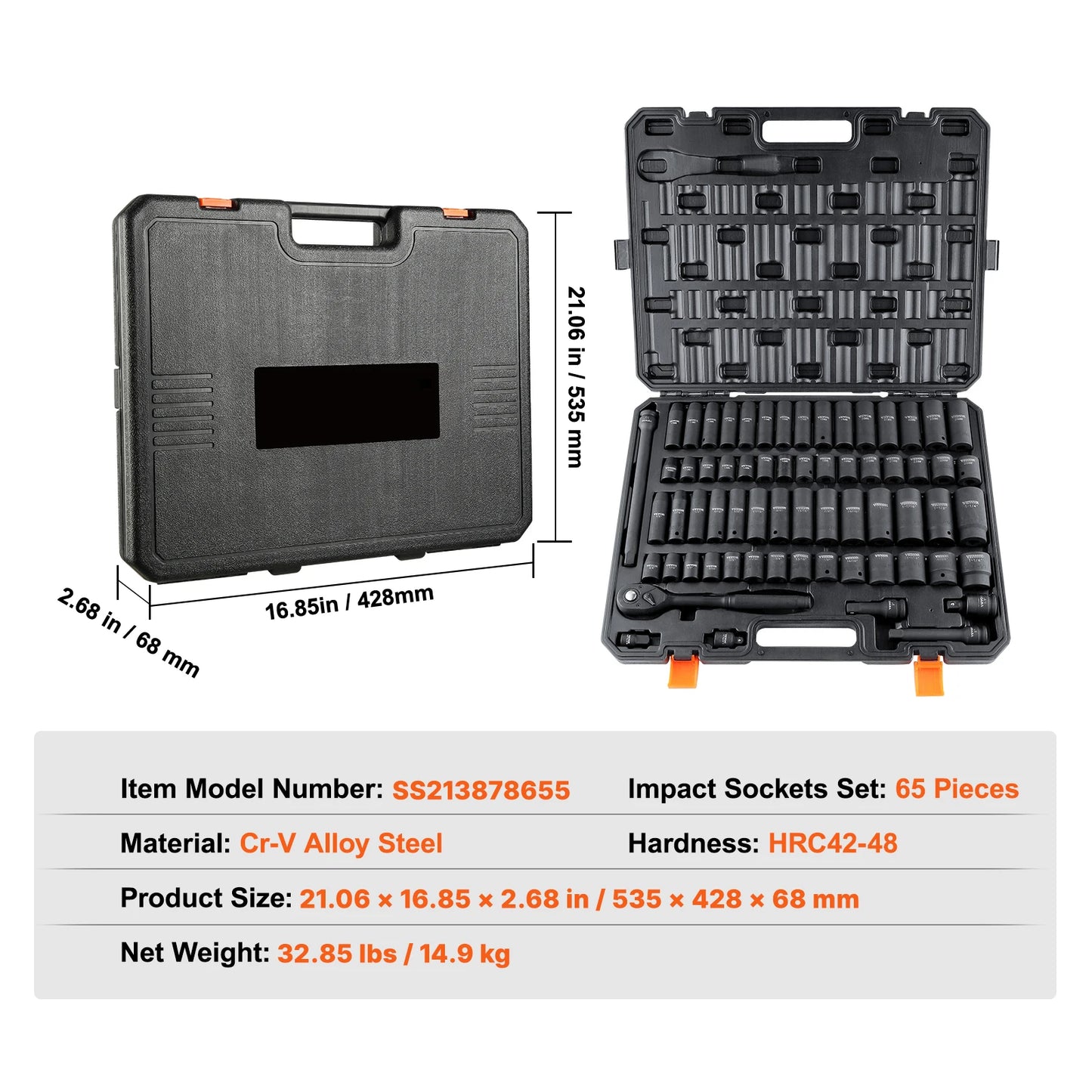 SucceBuy Impact Socket Set 65-Piece Cr-V Alloy Steel