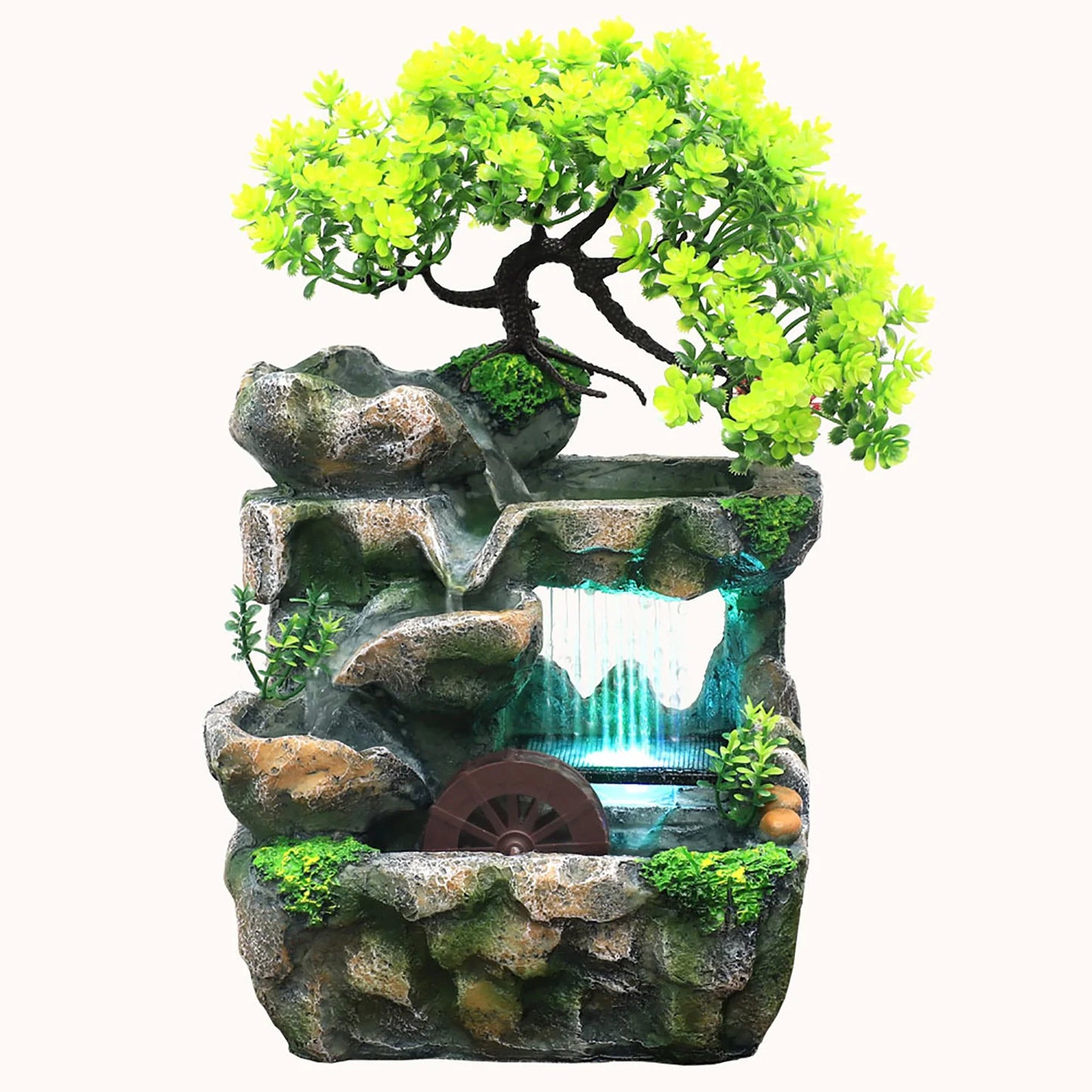 Indoor Fountain Waterfall Decor With LED Lighting For Zen Meditation