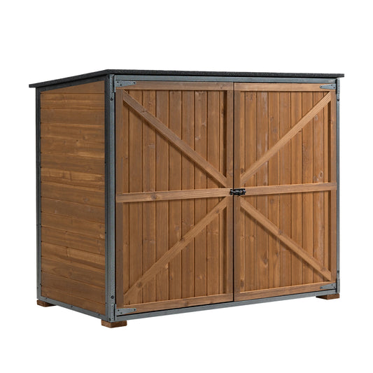 LZBEITEM Outdoor Storage Cabinet Garden Shed With Metal Frame