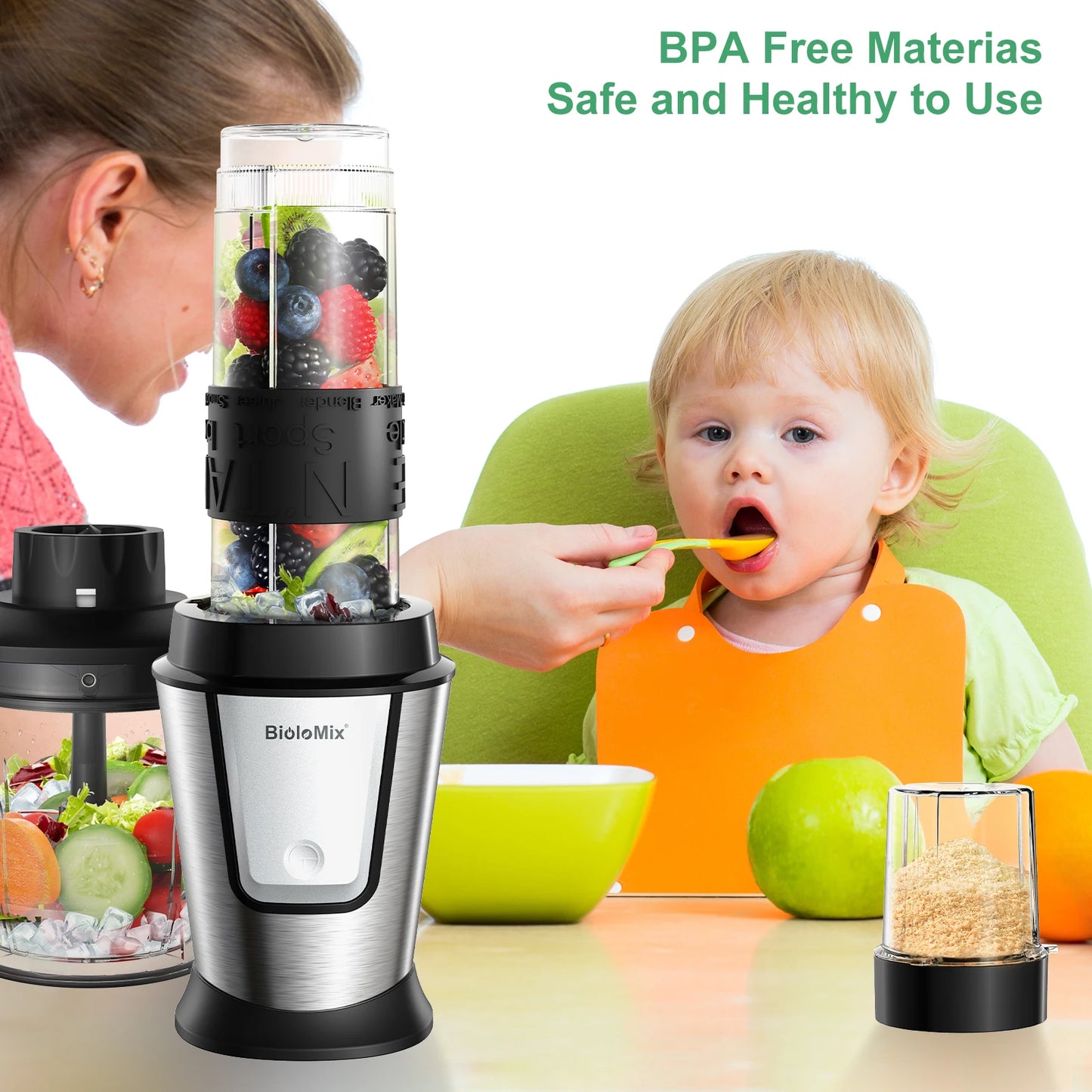 Biolomix 3-In-1 Multifunctional Food Processor 700W Juicer Blender