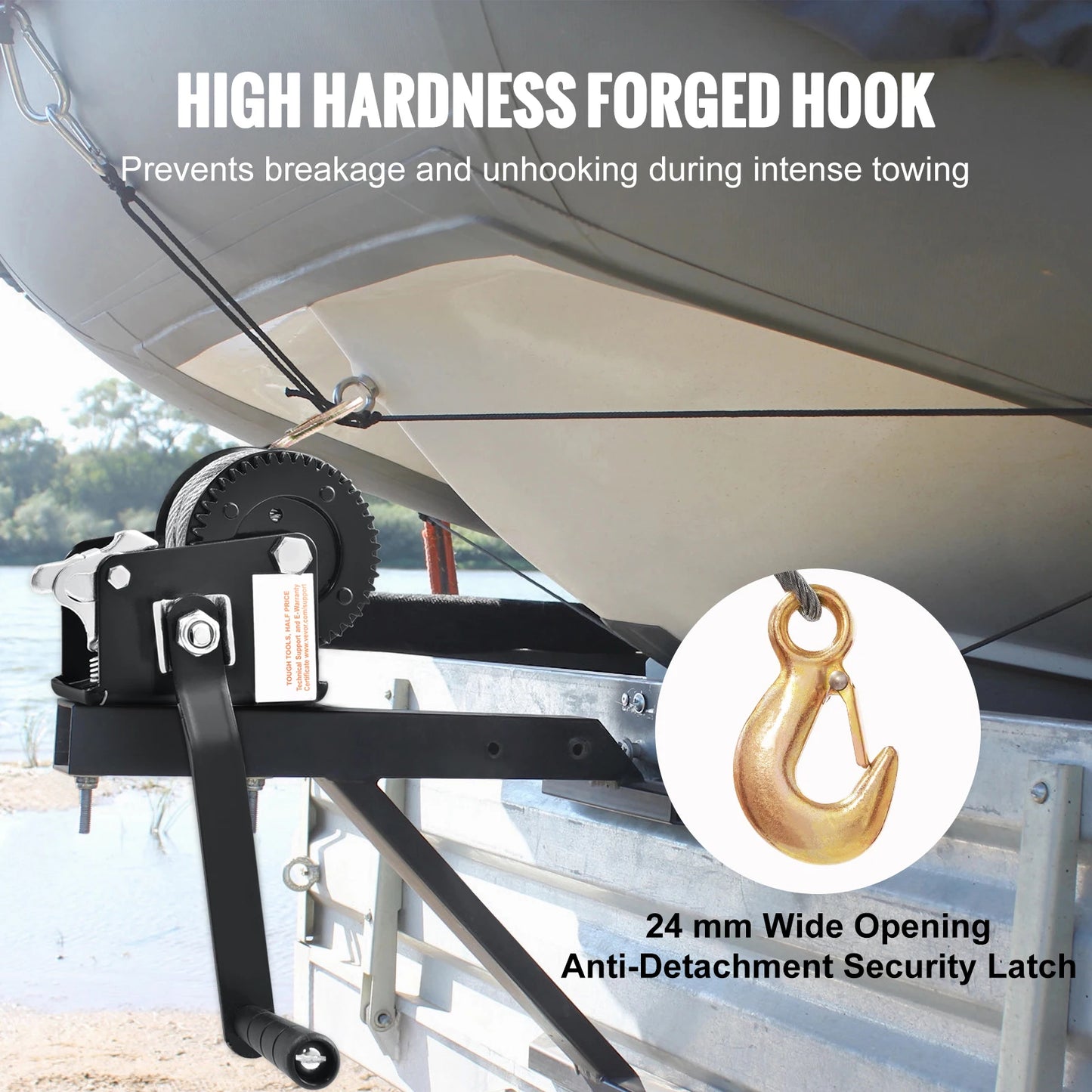 SucceBuy Hand Winch Heavy Duty Rope Crank With 2-Way Ratchet