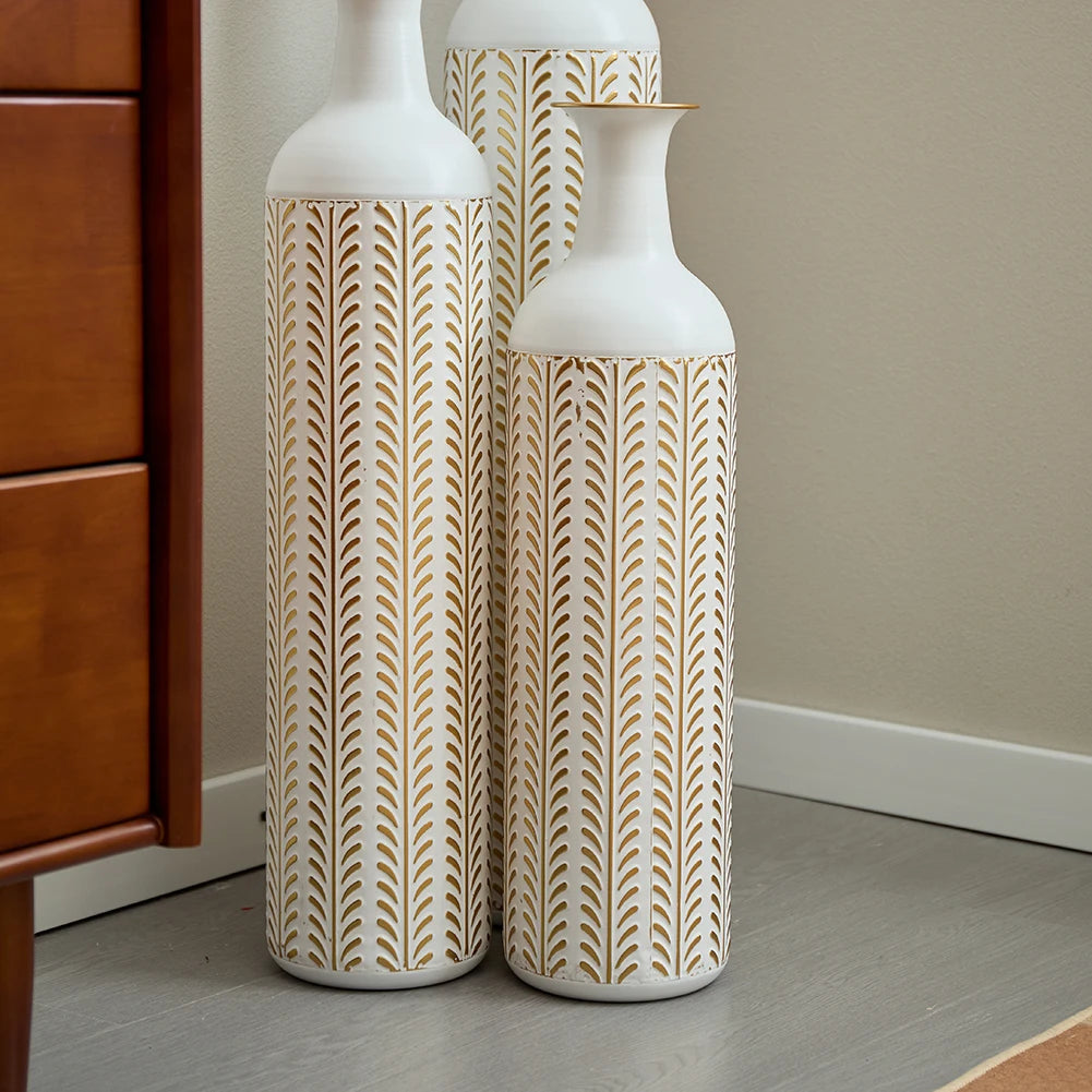 TWISTER.CK Floor Metal Vase Set Modern Drop Shaped Standing Vases