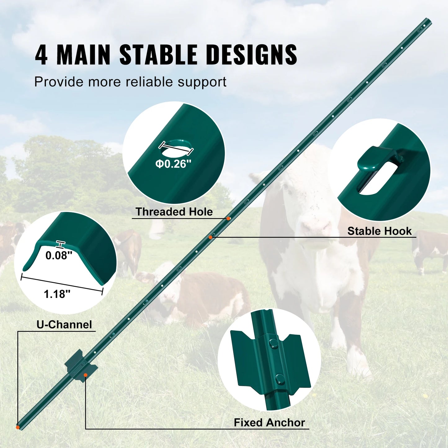 SucceBuy Fence Post T Post Heavy Duty Steel Stakes