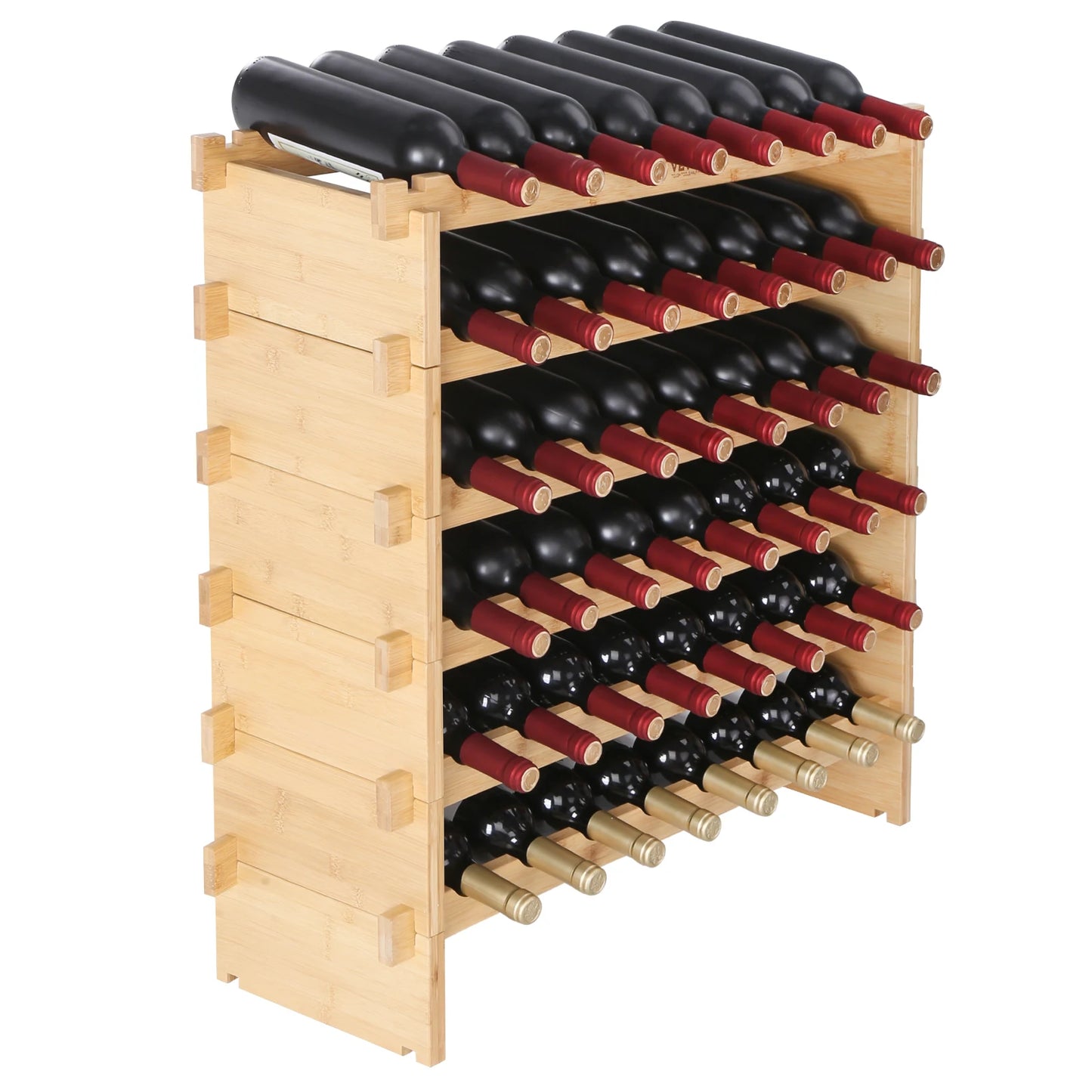 SucceBuy 8 Tier Bamboo Stackable Wine Rack Free Standing
