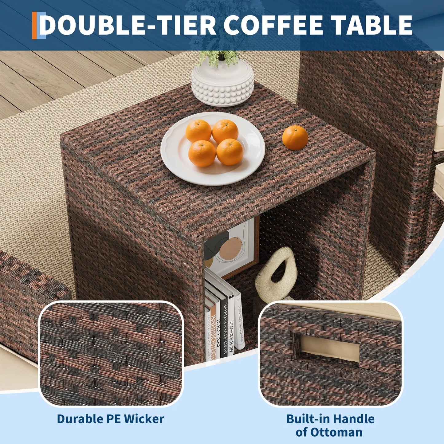 HiMISS 5-Piece All-Weather PE Rattan Patio Set With Cushions