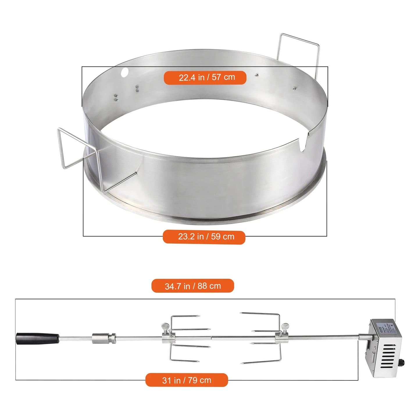 SucceBuy Universal Grill Rotisserie Kit With Motor Stainless Steel