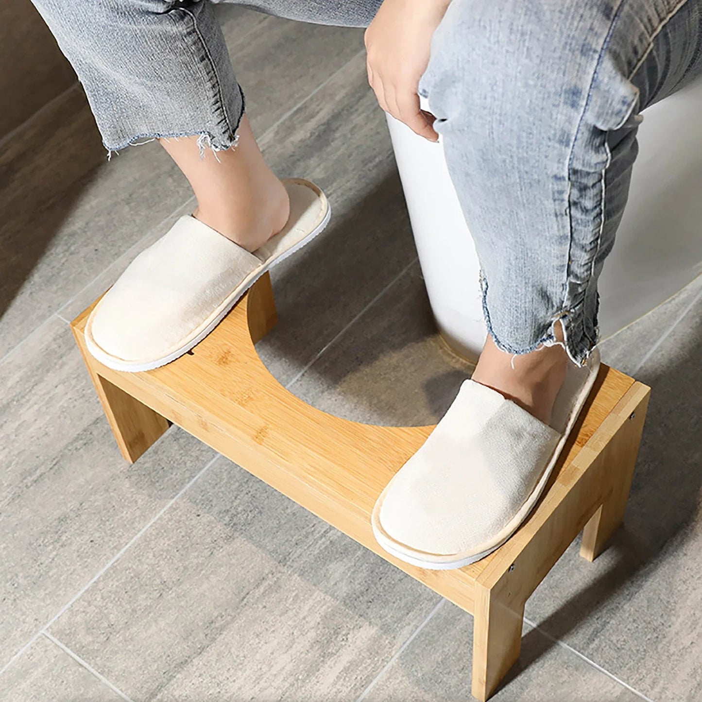 Bamboo Adjustable Toilet Stool Squatty Step For Comfortable Posture