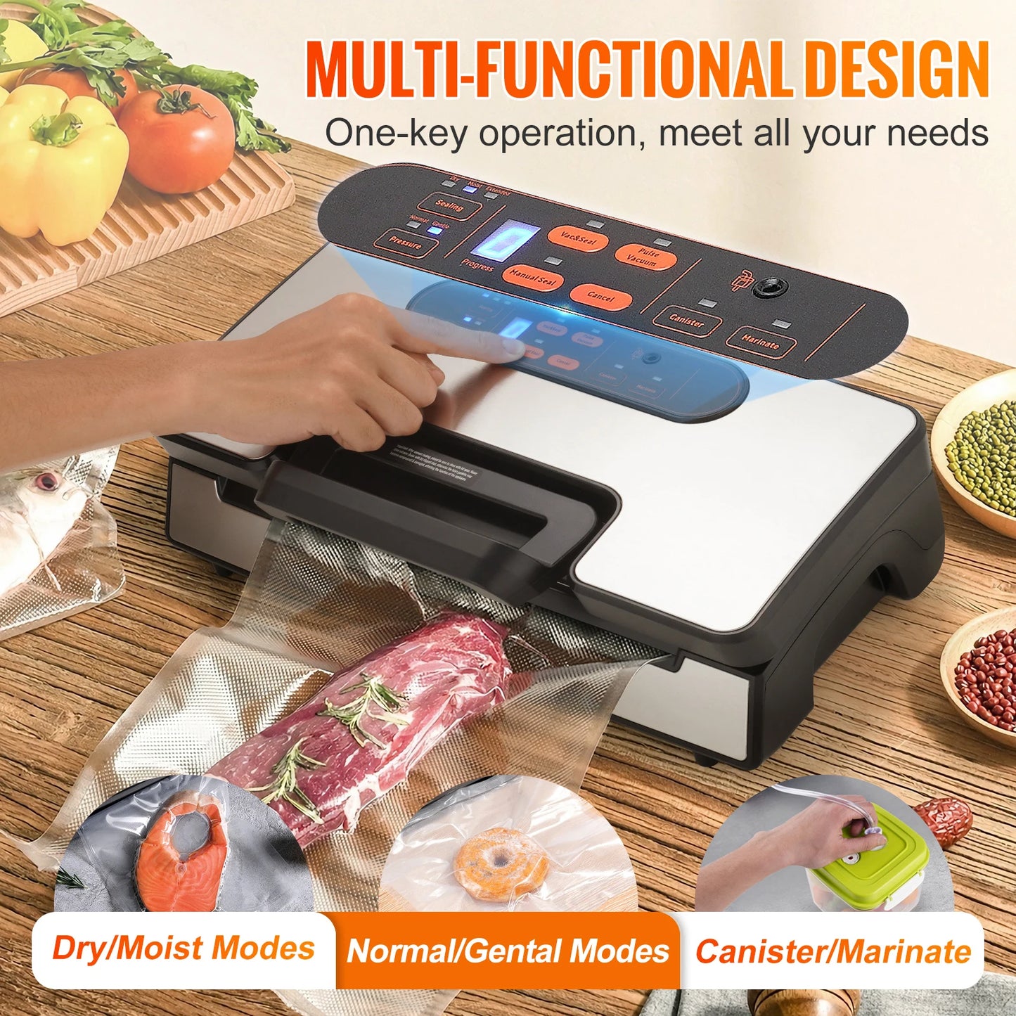 SucceBuy Vacuum Sealer Machine 130W 90KPa Food Preservation