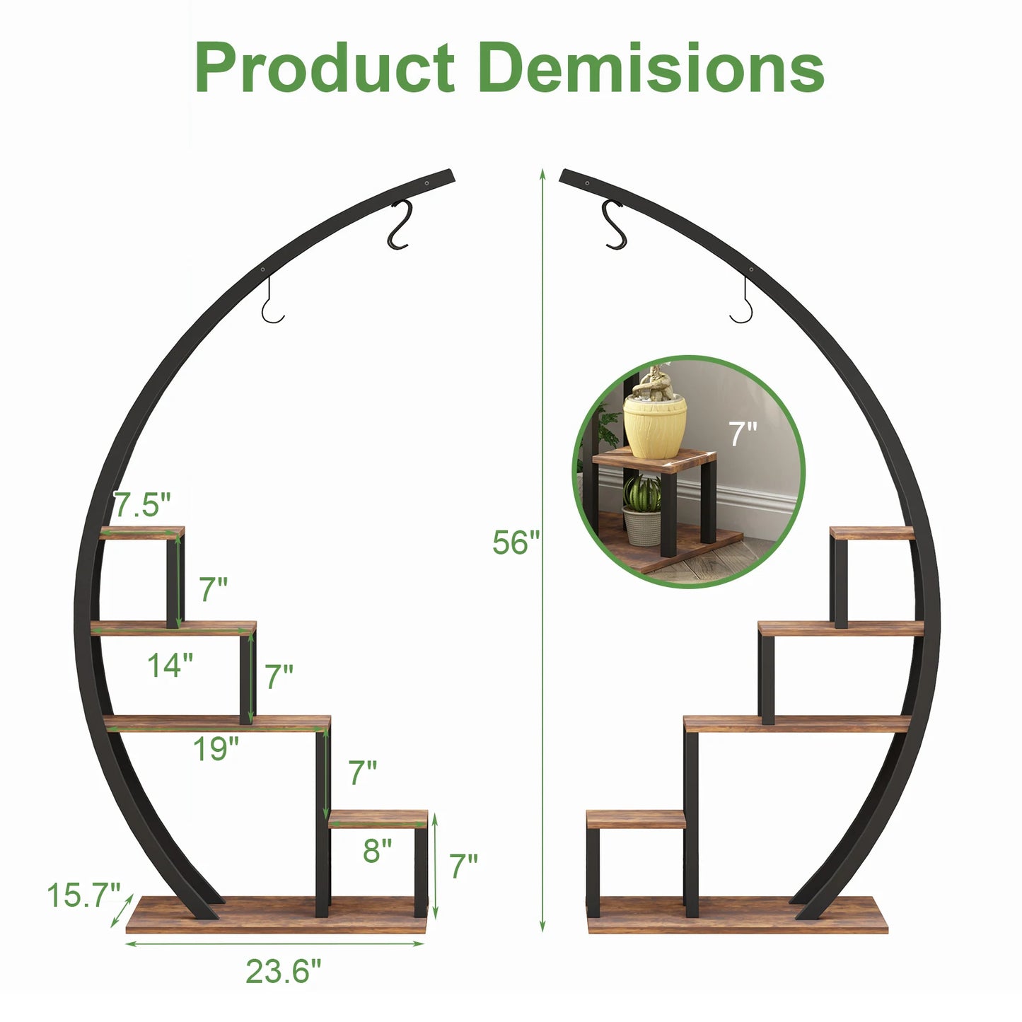 Twister.CK 5 Tier Indoor Plant Stand Half Moon Shelf Rack 2 Pack