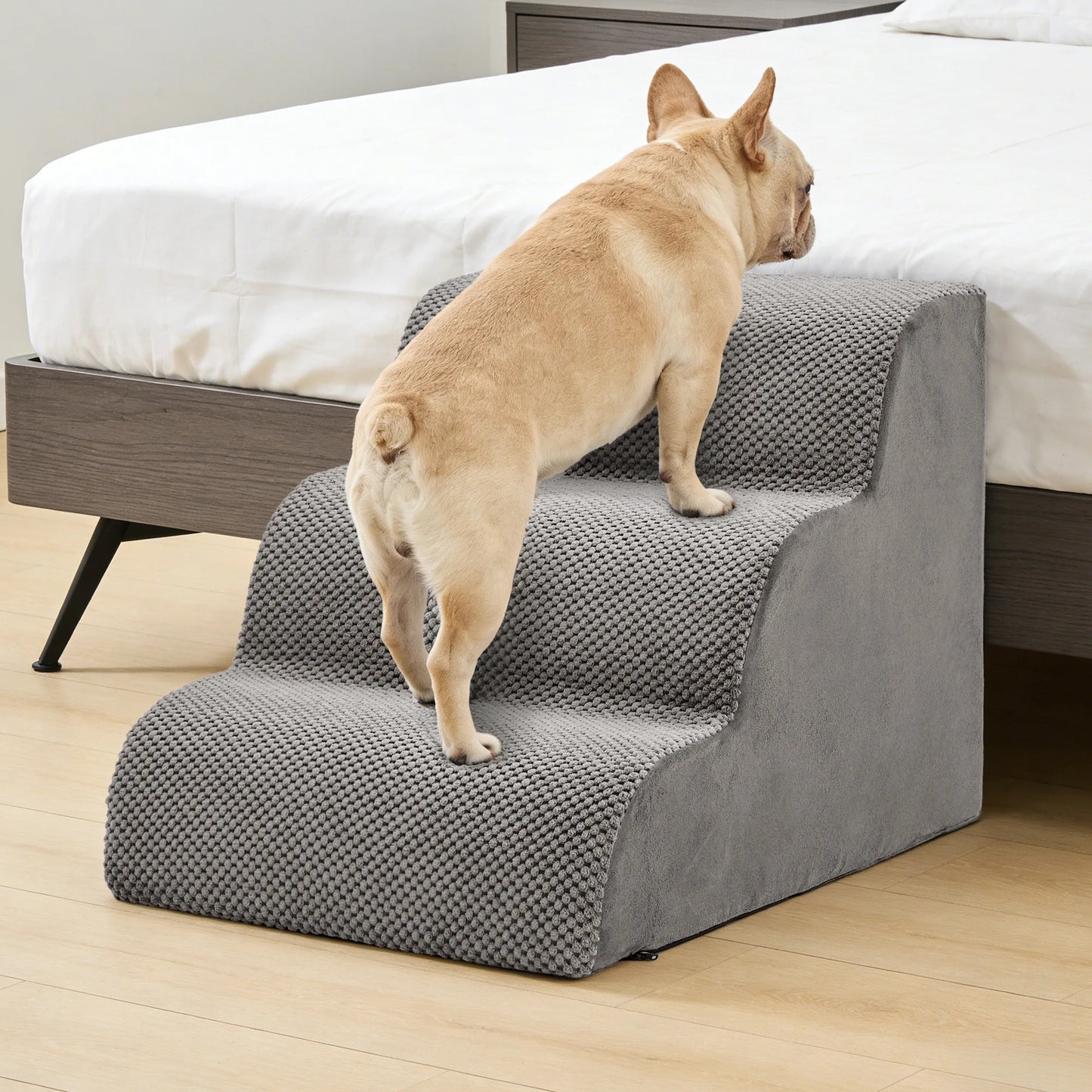Curved High Density Foam Dog Stairs For Small Dogs Indoor Non Slip