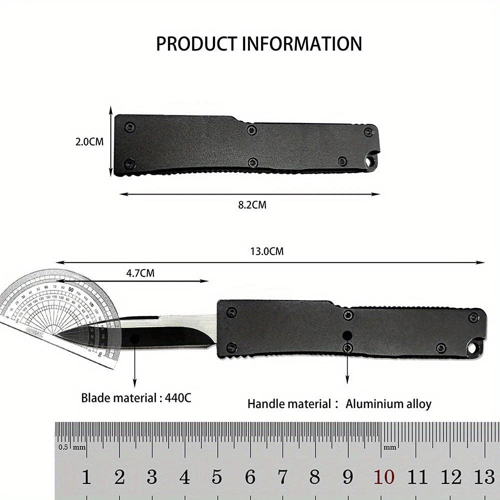 Survival Pocket Knife With Stainless Steel Blade And Aluminum Handle