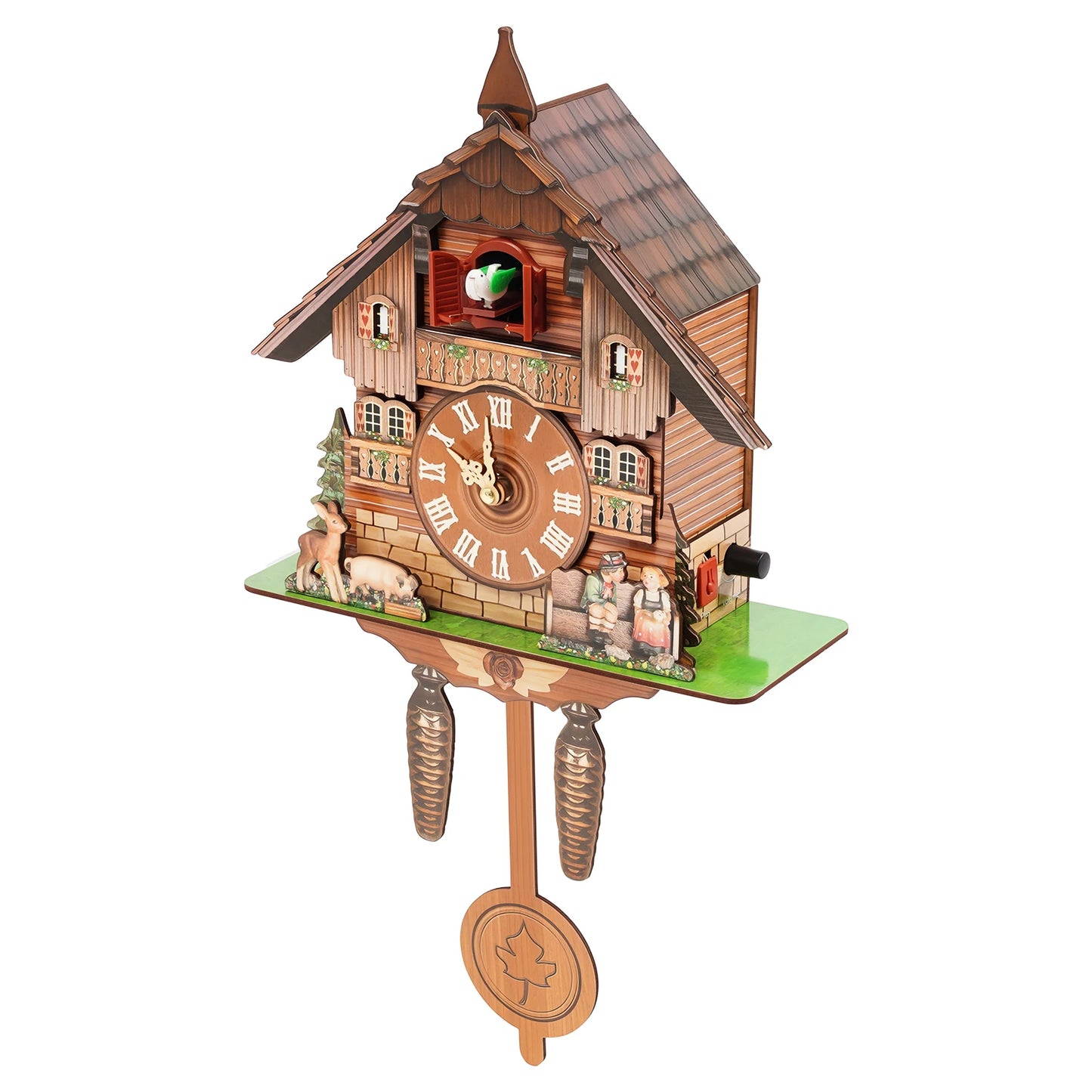 Vintage Cuckoo Wall Clock with Bird Chime Nordic Wood Decor