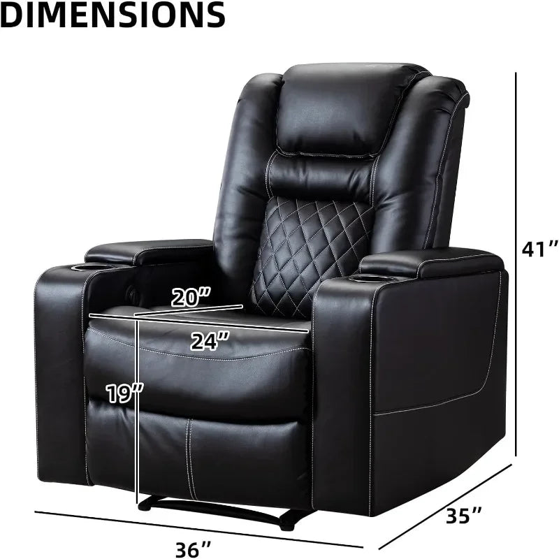 CANMOV Electric Power Recliner Chair With USB Ports And Cup Holders Leather