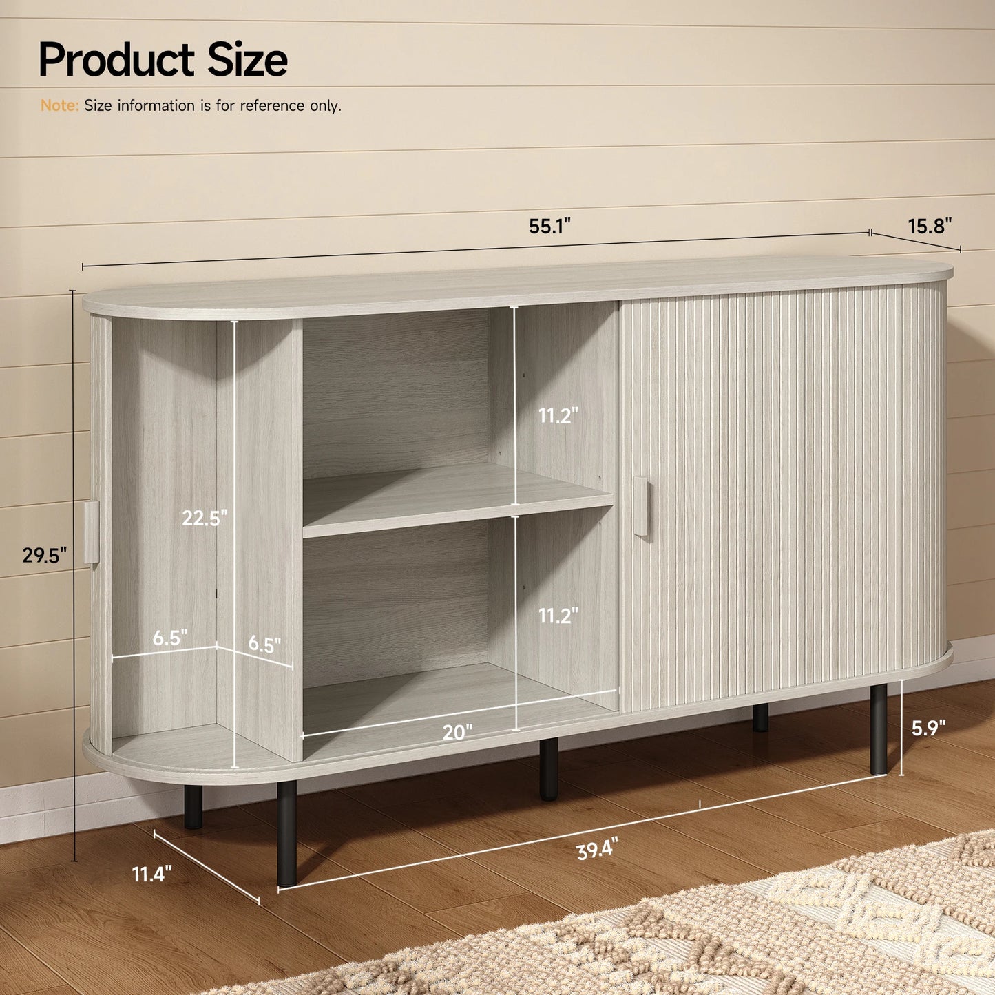 ONBRILL Modern Sideboard Buffet Cabinet With Sliding Doors And Shelves