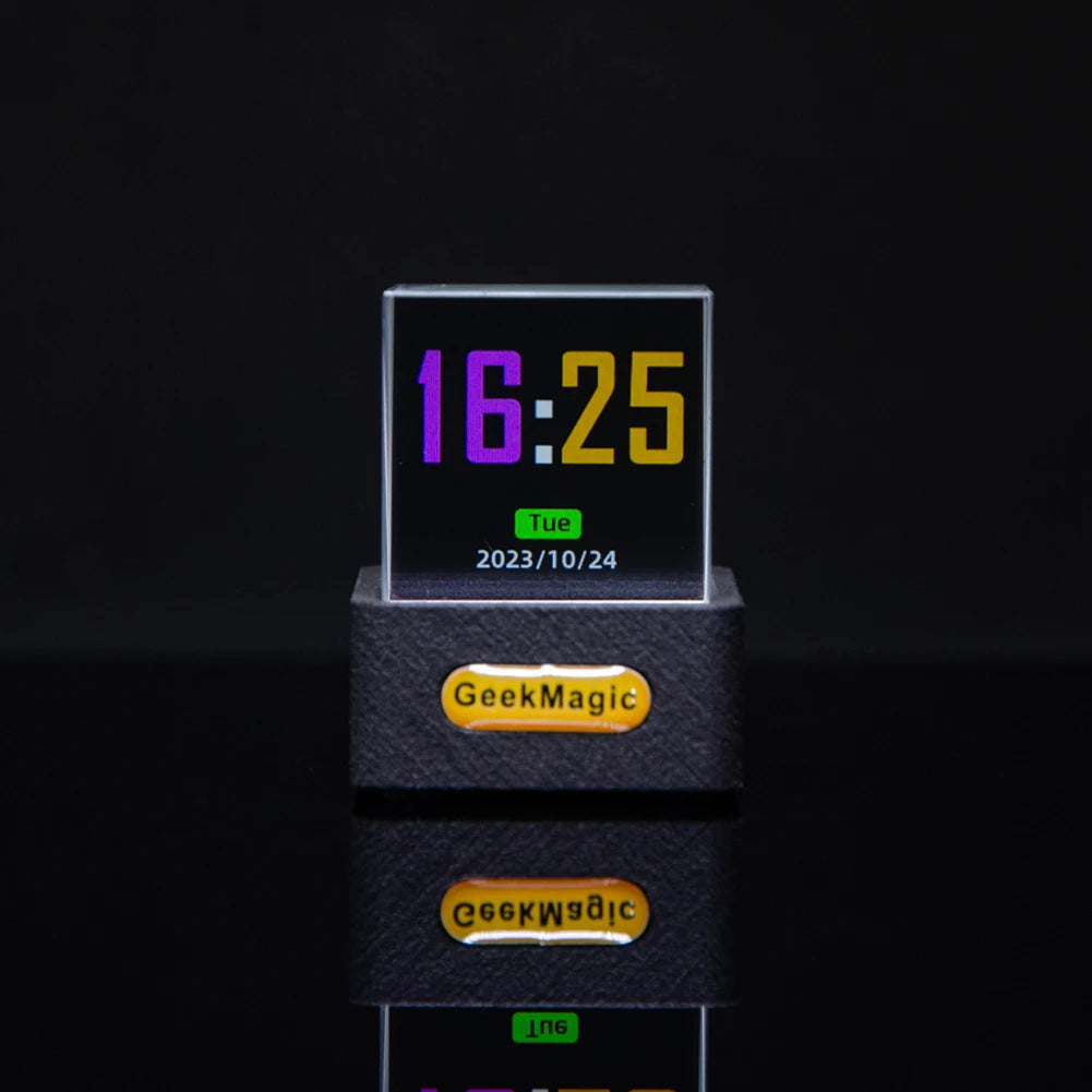 Alloet Crystal Cube Holographic Photo Display Weather Desk Clock