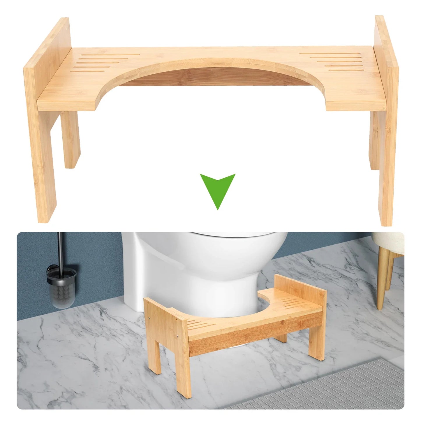 Bamboo Adjustable Toilet Stool Squatty Step For Comfortable Posture
