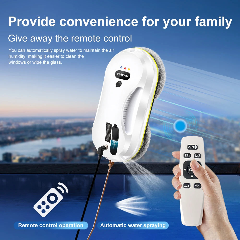 PuRuikai Window Cleaning Robot With Water Spraying and Edge Detection